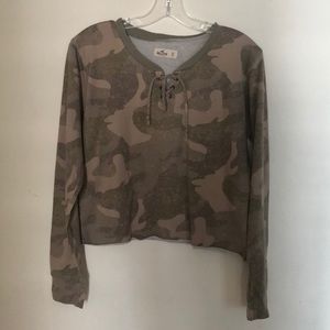 Hollister XS Cameo Long Sleeve Shirt Cropped